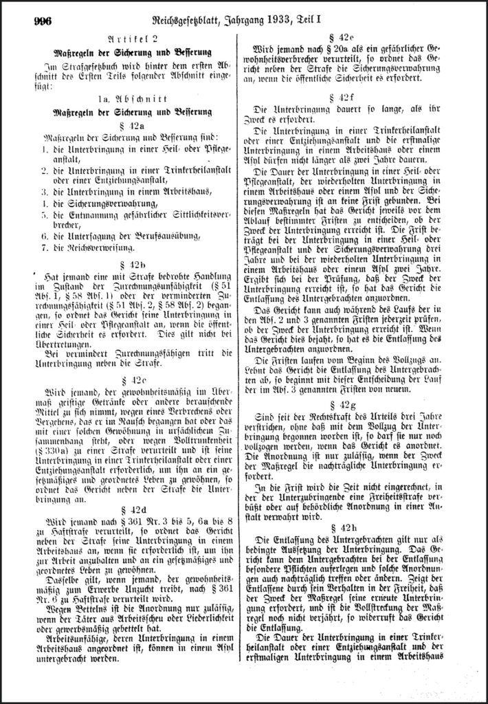 Es ist eine schwarz-weiße Fotokopie. Es ist das Gesetz, veröffentlicht in einem Gesetzblatt. Der zweispaltige Text ist in schwarzer Druckschrift auf weißem Papier.
