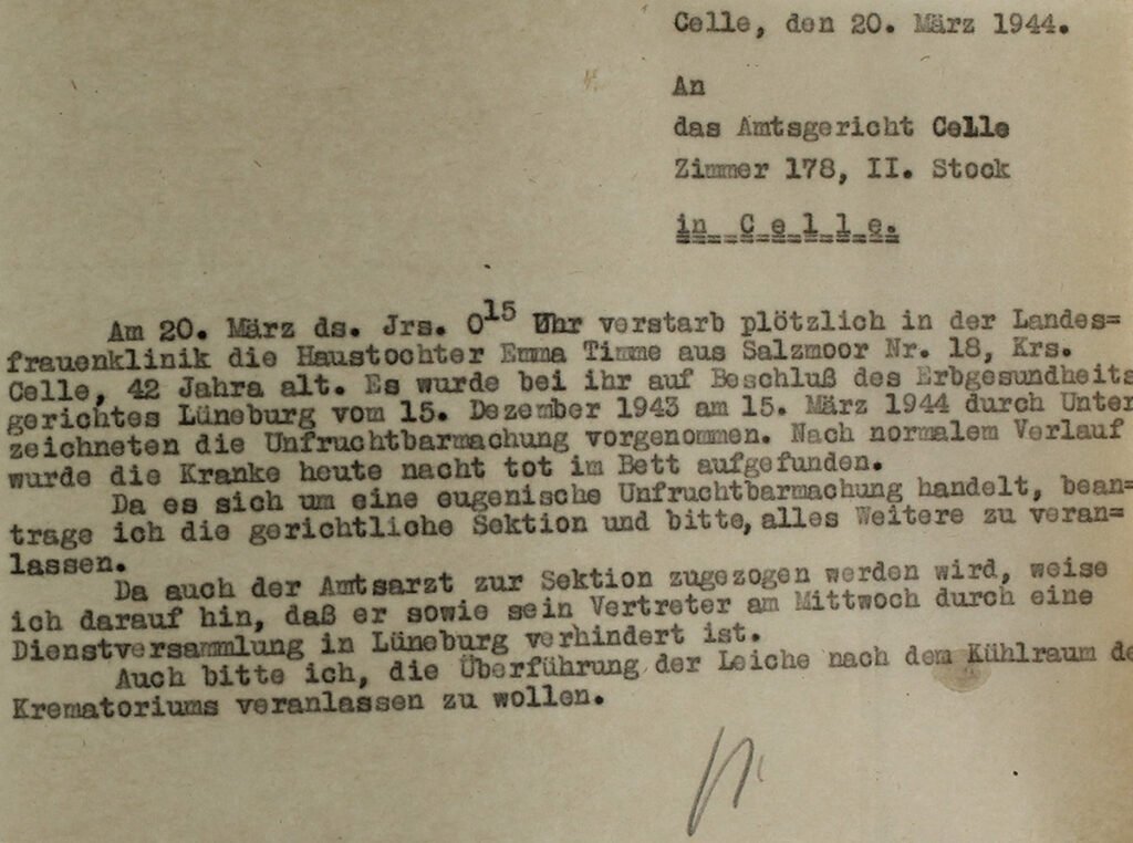 Der Brief ist leicht vergilbt. Er ist mit der Schreibmaschine verfasst. Das Papier ist kleiner als eine halbe Seite.