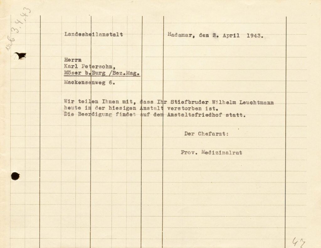 Das Papier ist leicht vergilbt. Es ist etwa eine halbe Seite groß. Die Urkunde ist mit der Schreibmaschine geschrieben.