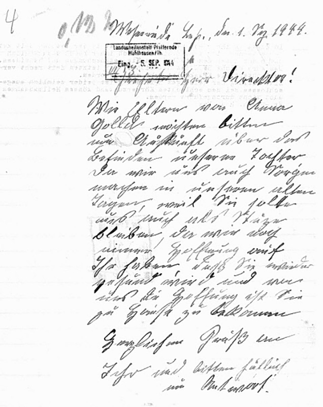 Der Brief ist mit geschwungener Handschrift verfasst. Die Reihen stehen eng untereinander.