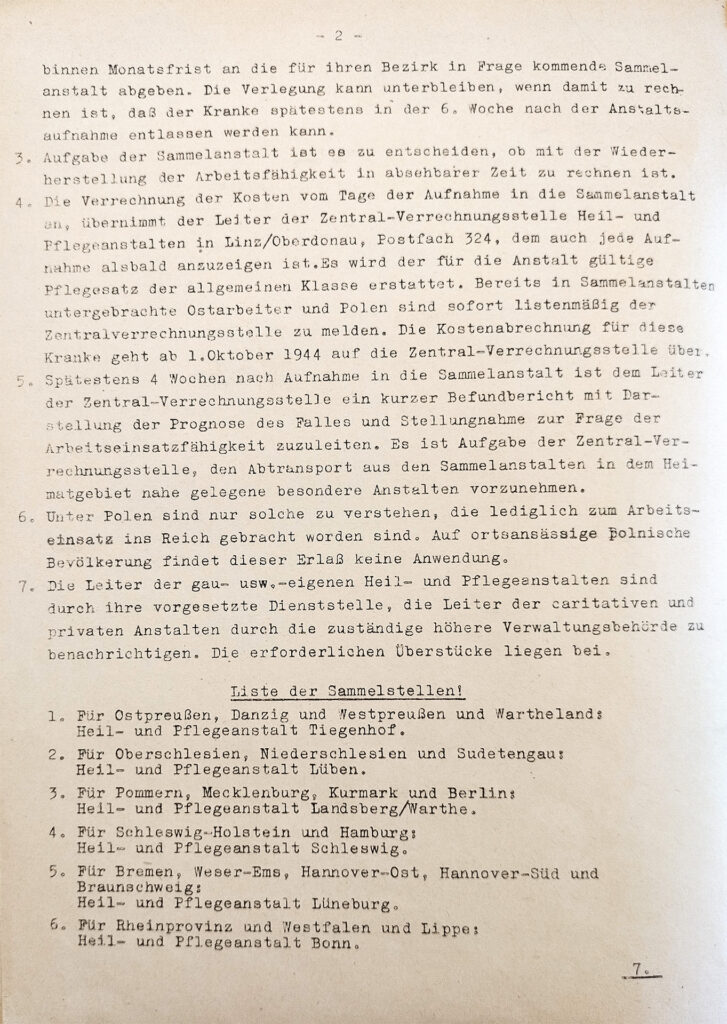 Der Erlass ist eng mit Schreibmaschine geschrieben. Die Seite ist leicht vergilbt und abgegriffen.