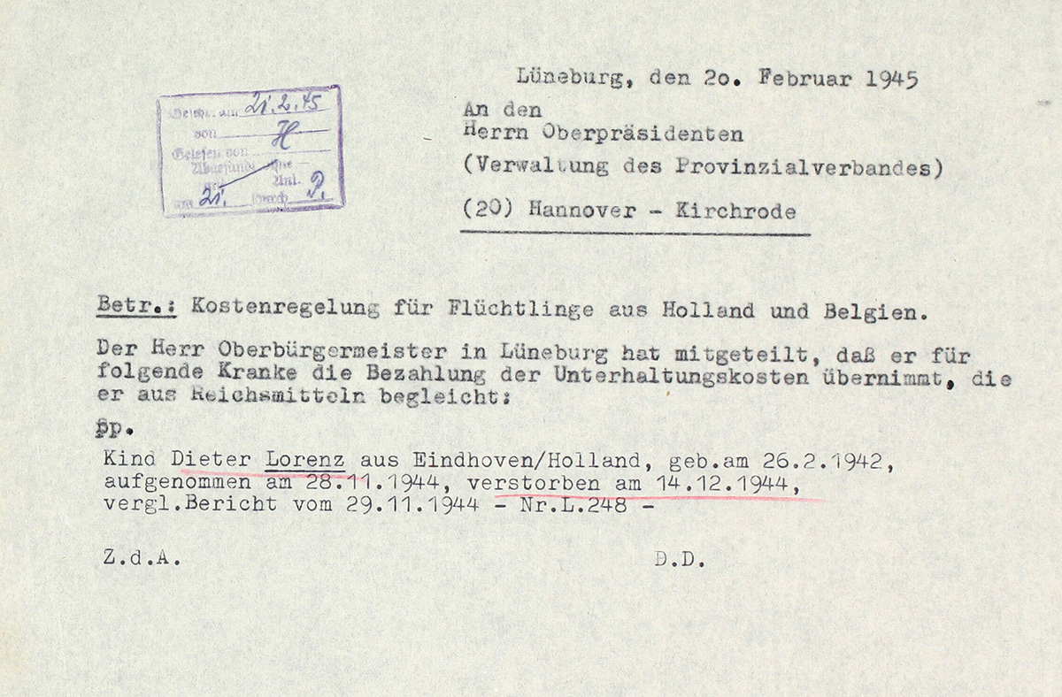 Der Vermerk ist eng mit Schreibmaschine geschrieben. Das Papier ist eine halbe Seite groß. Das Schreiben ist nicht unterzeichnet.