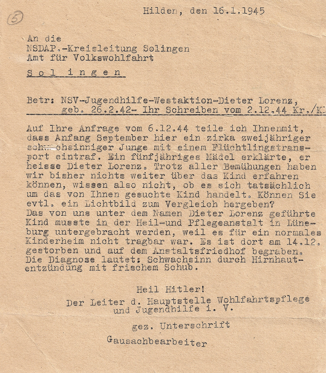 Der Vermerk ist eng mit Schreibmaschine geschrieben. Er ist nicht unterzeichnet.